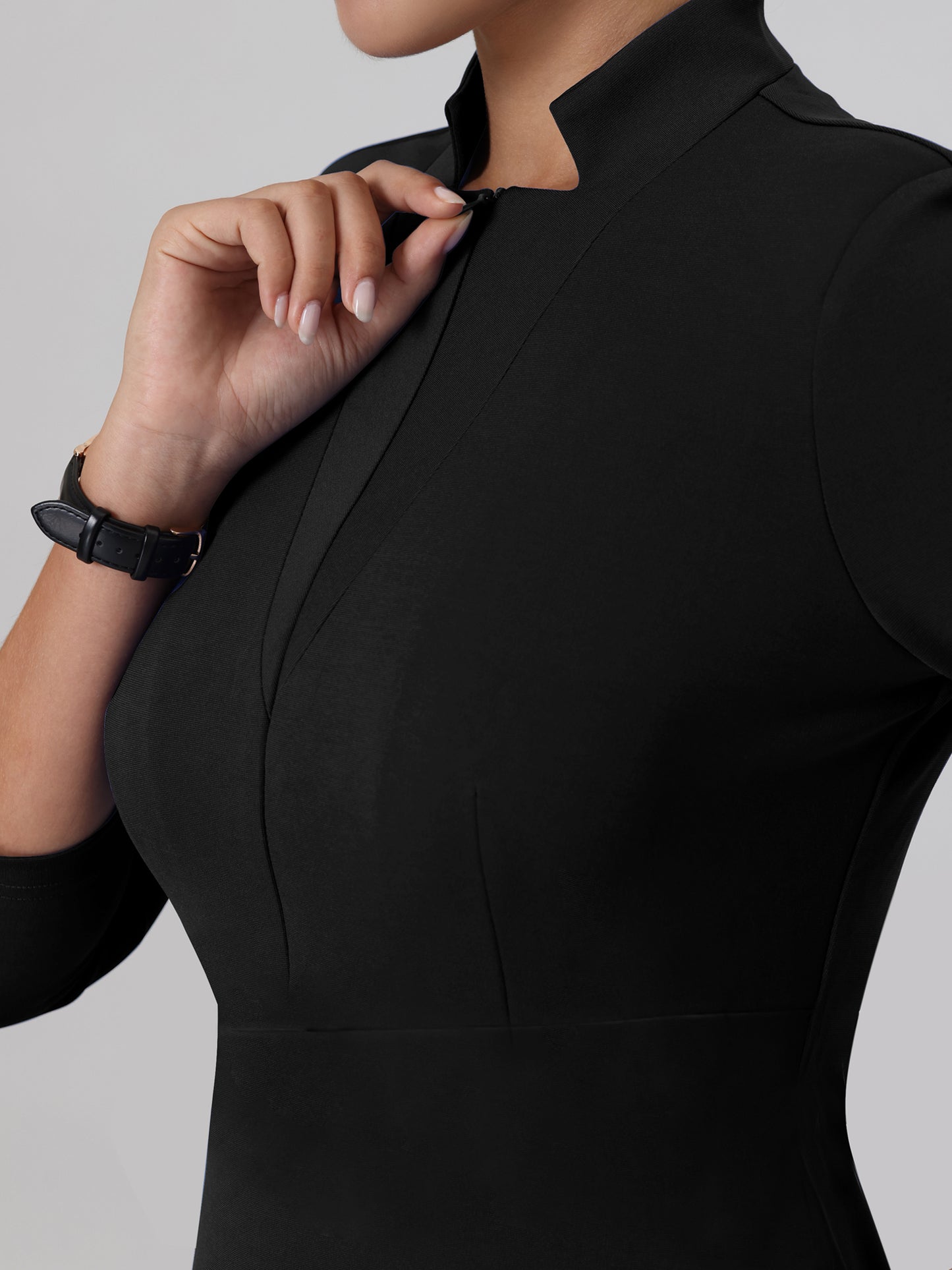 Women's Formal Dress Knee Length Zipper Neck Business Pencil Dresses