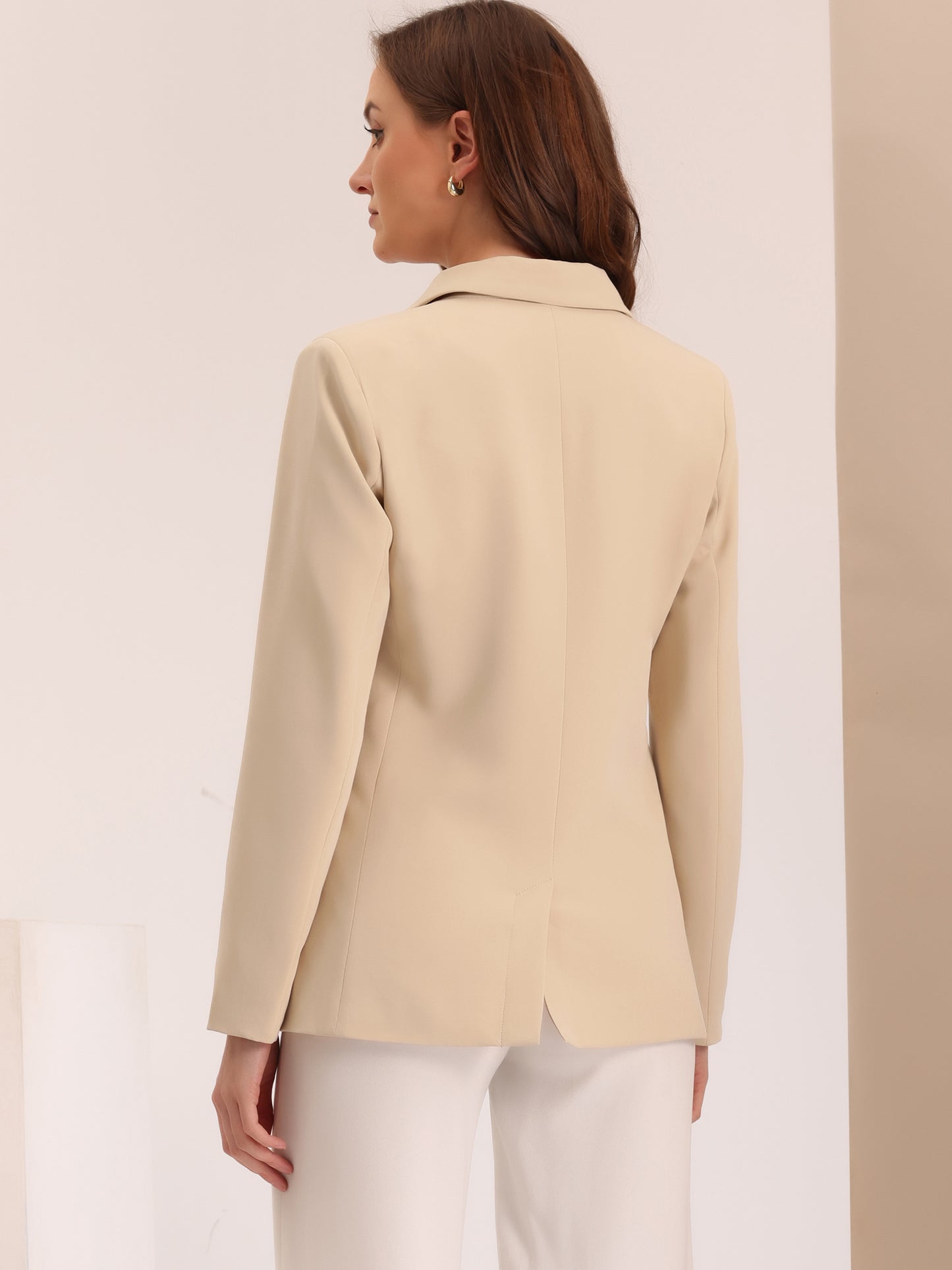Women's Notched Lapel Double Breasted Blazer Jacket