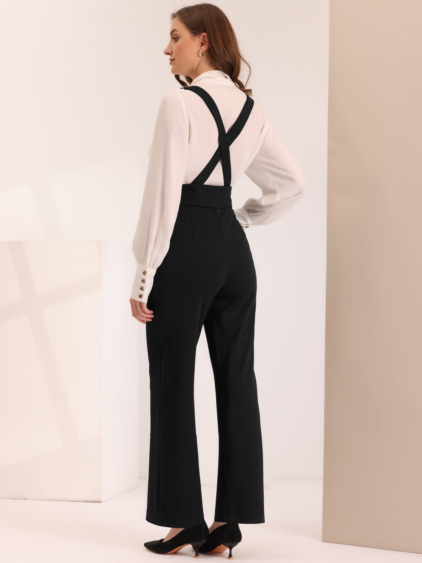 Women's Casual Office Overall Adjustable Straps Wide Leg Suspenders Jumpsuits (Available in Plus Size)