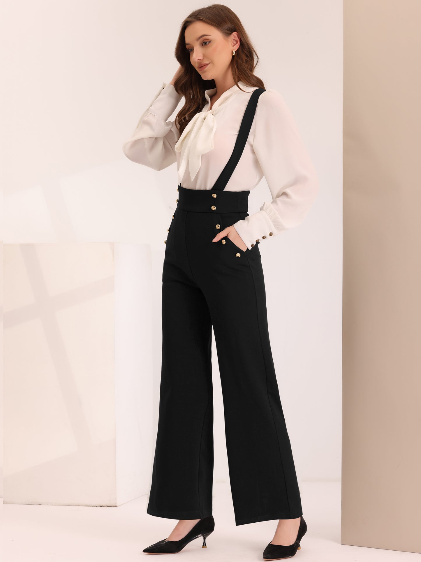 Women's Casual Office Overall Adjustable Straps Wide Leg Suspenders Jumpsuits (Available in Plus Size)