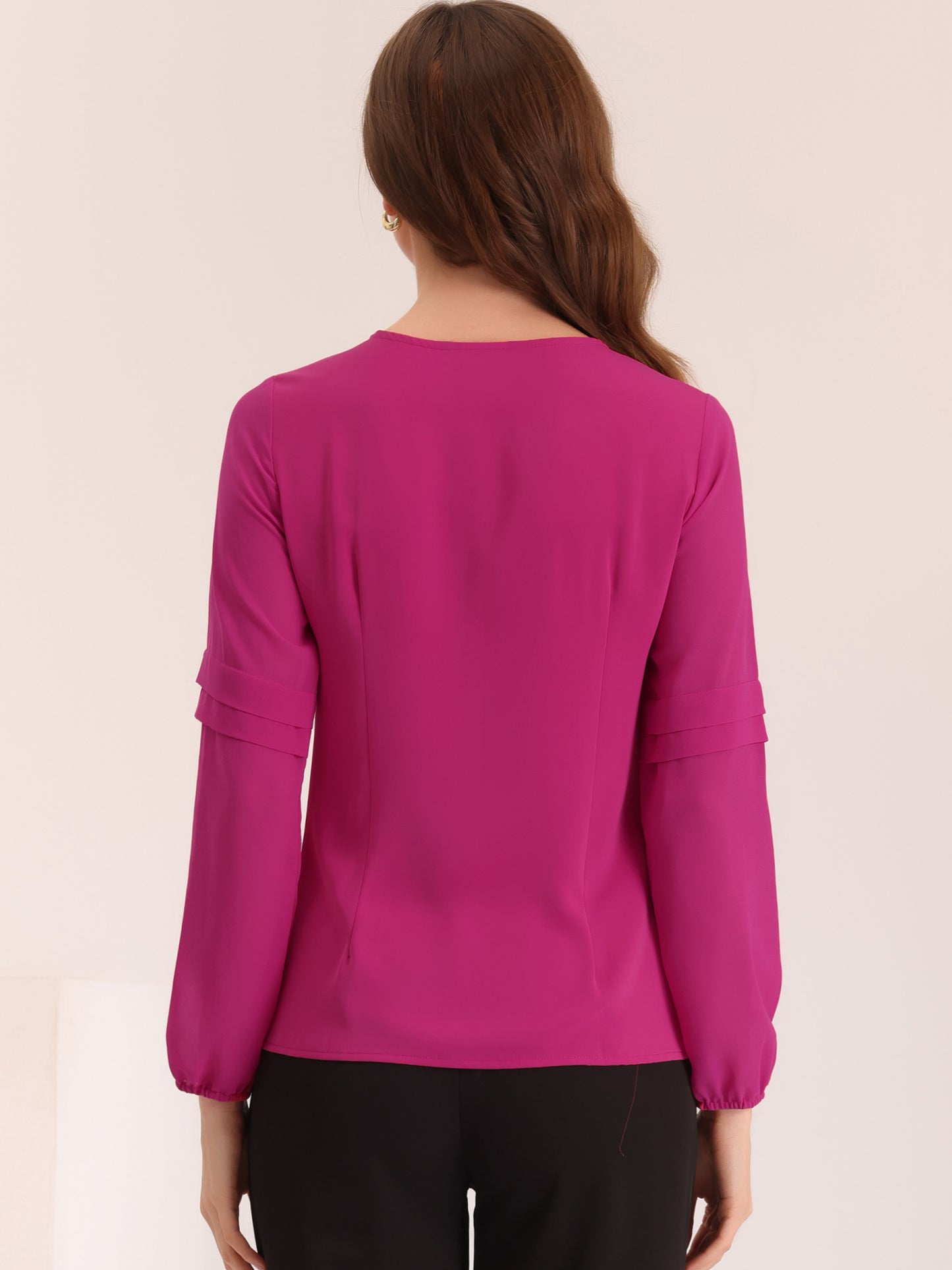 Women's Keyhole Neck Long Sleeve Business Casual Blouse Shirt