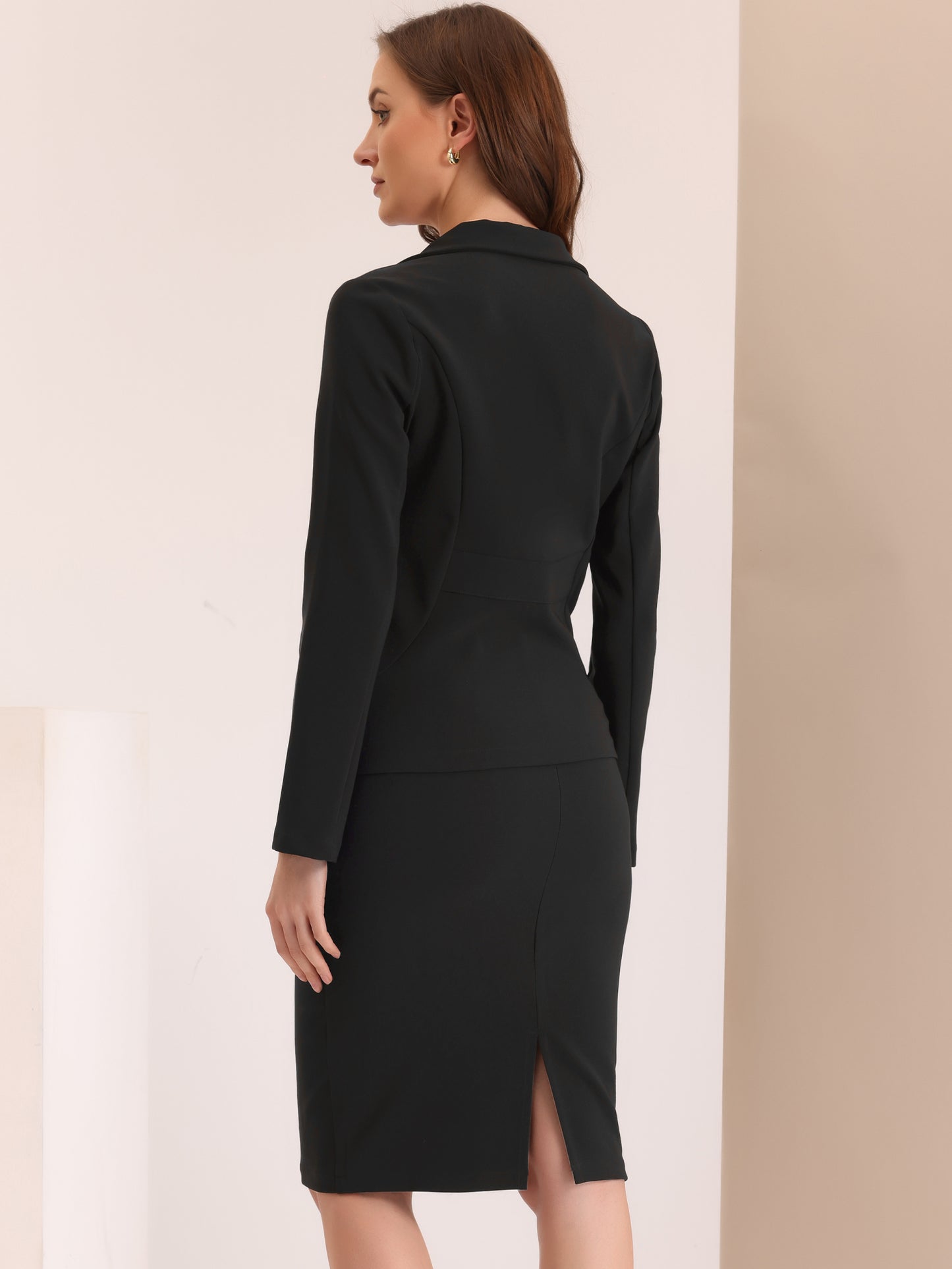 Women's 2 Piece Suit Skirt Set Business Casual Long Sleeve Blazer and Pencil Skirt (Available in Plus Size)