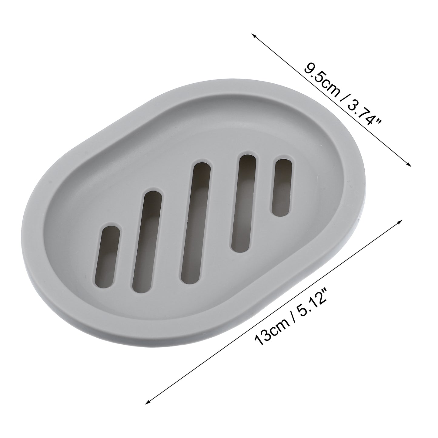 Double Layer Plastic Soap Dish for Bathroom Kitchen, 13x9.5cm Light Gray