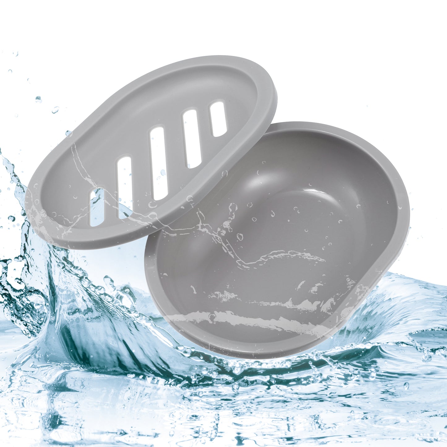 Double Layer Plastic Soap Dish for Bathroom Kitchen, 13x9.5cm Light Gray