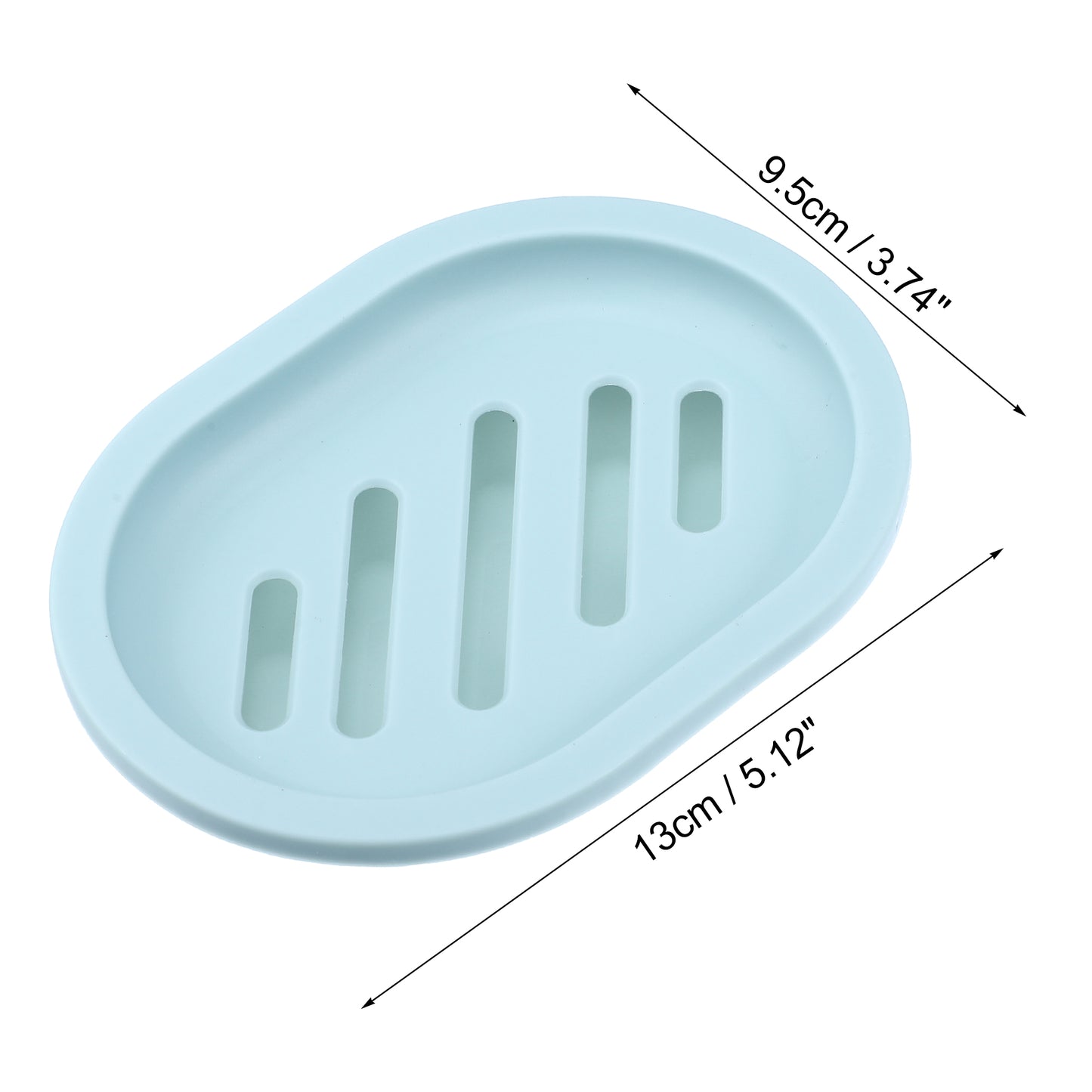 Double Layer Plastic Soap Dish for Bathroom Kitchen, 13x9.5cm Light Blue