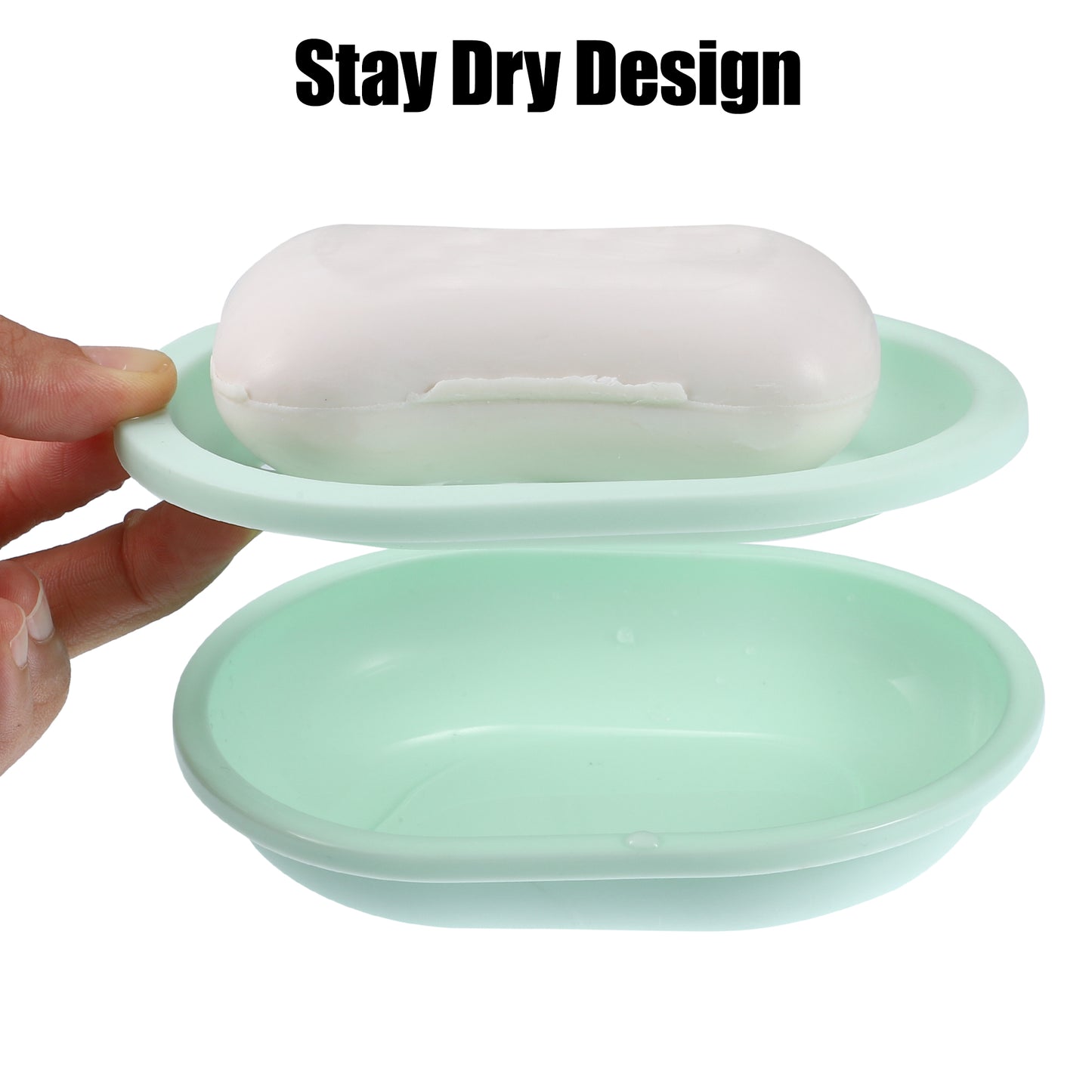 Double Layer Plastic Soap Dish for Bathroom Kitchen, 13x9.5cm Green