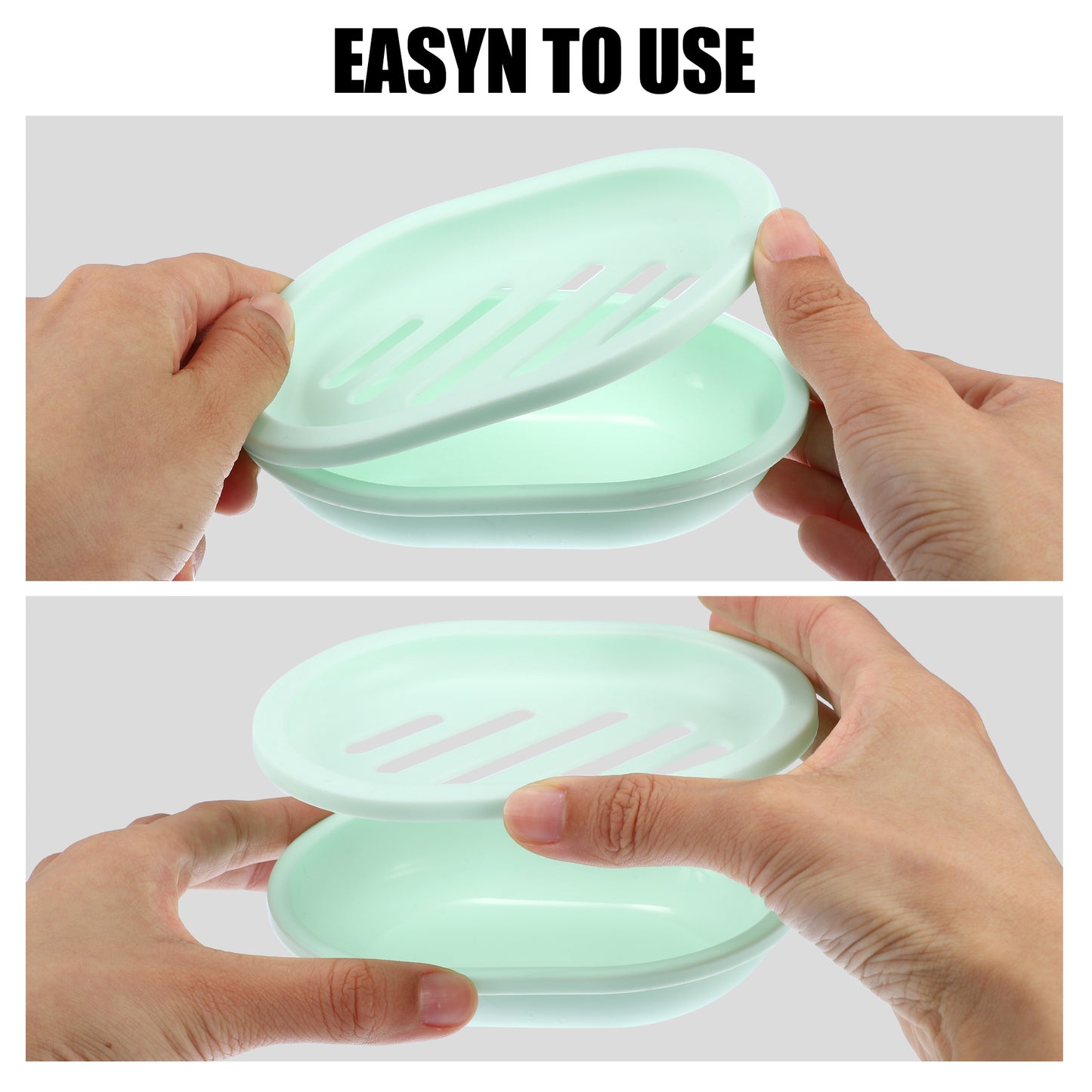 Double Layer Plastic Soap Dish for Bathroom Kitchen, 13x9.5cm Green