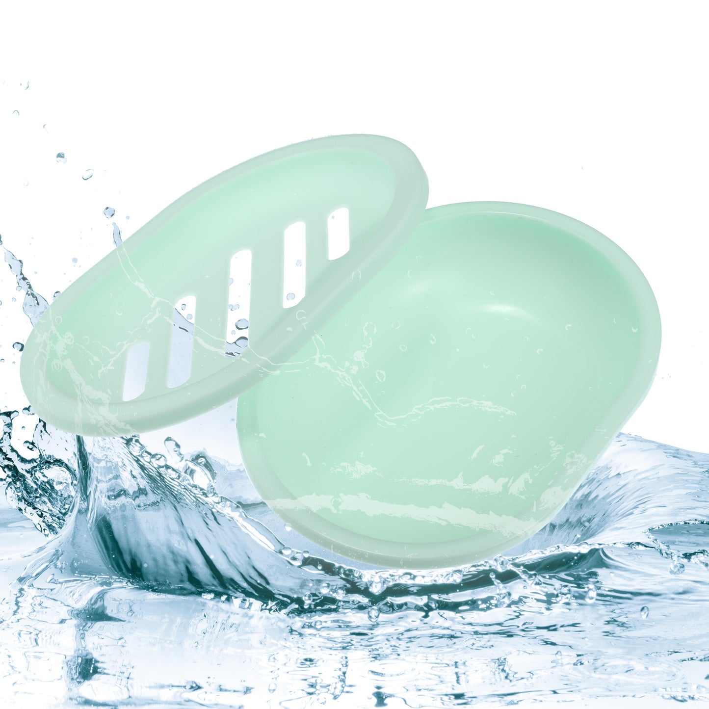 Double Layer Plastic Soap Dish for Bathroom Kitchen, 13x9.5cm Green