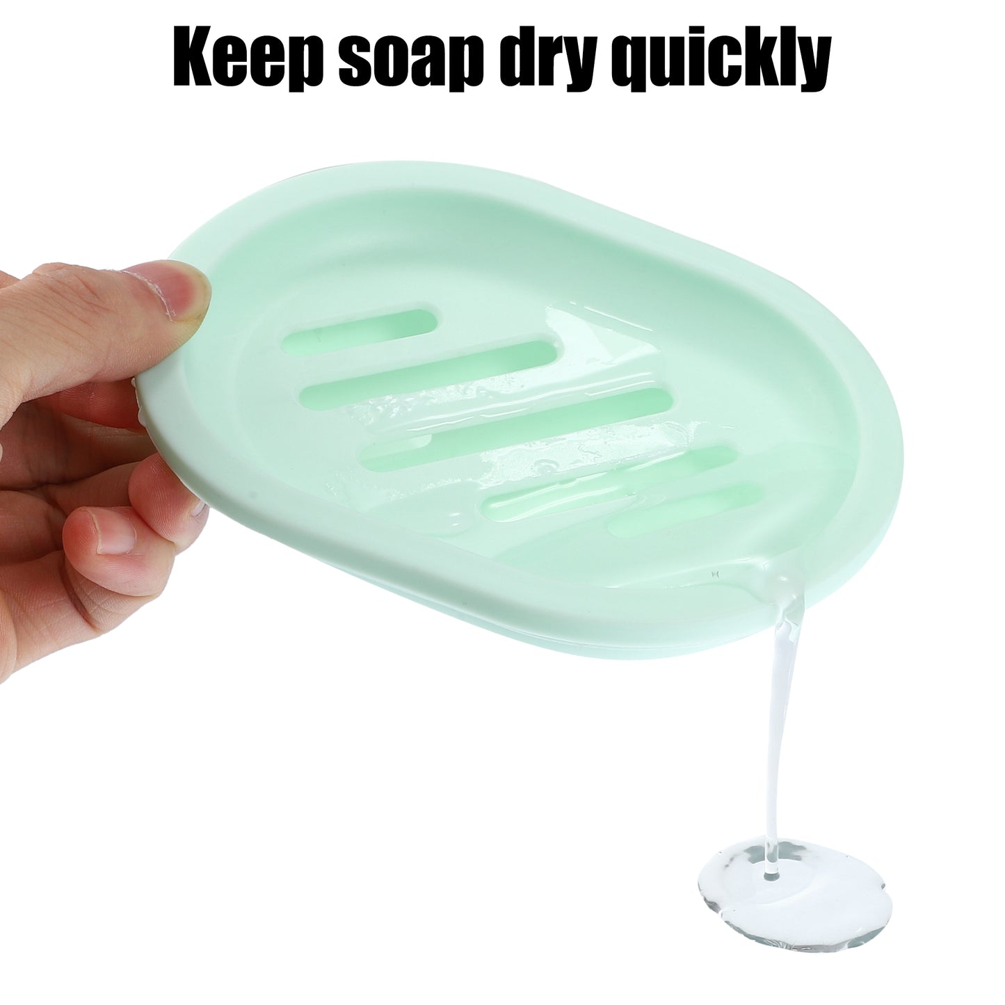 Double Layer Plastic Soap Dish for Bathroom Kitchen, 13x9.5cm Green