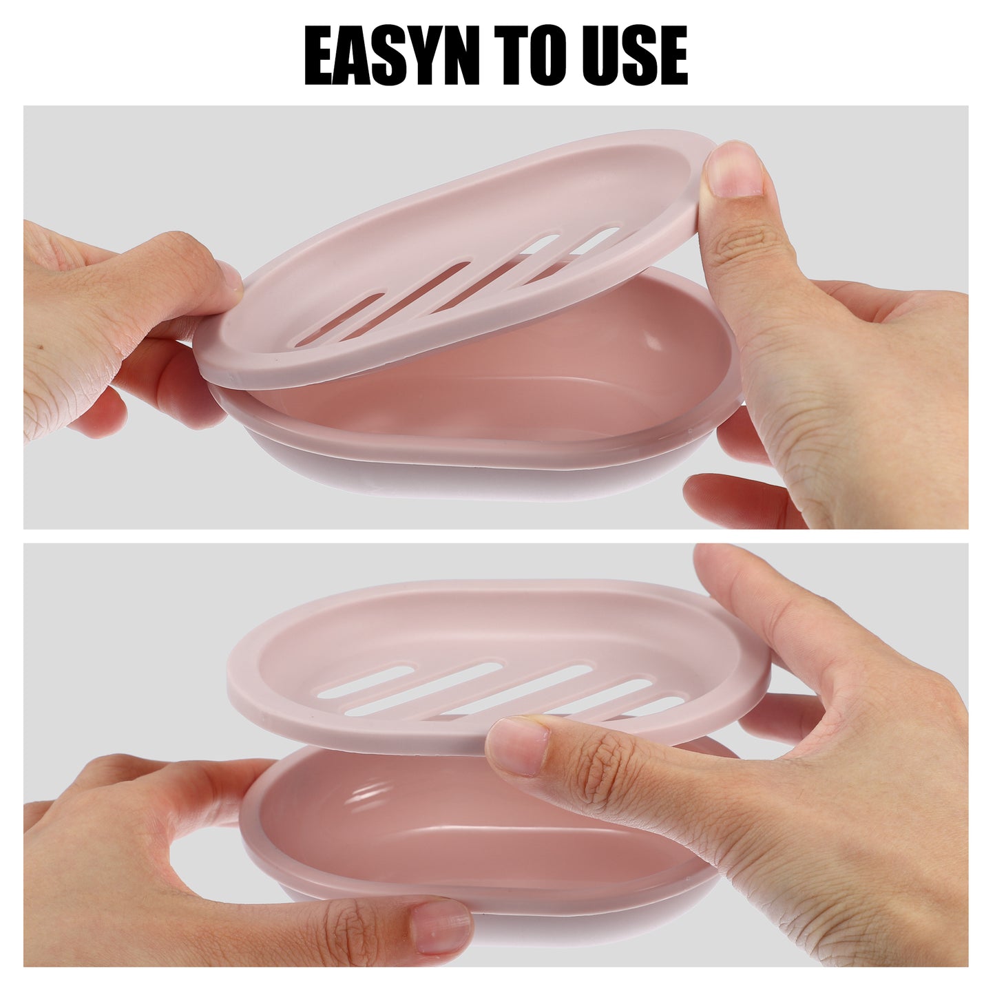 Double Layer Plastic Soap Dish for Bathroom Kitchen, 13x9.5cm Pink