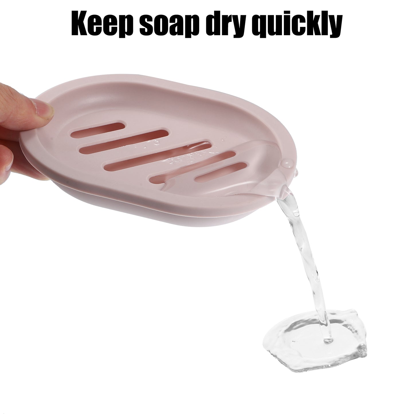 Double Layer Plastic Soap Dish for Bathroom Kitchen, 13x9.5cm Pink