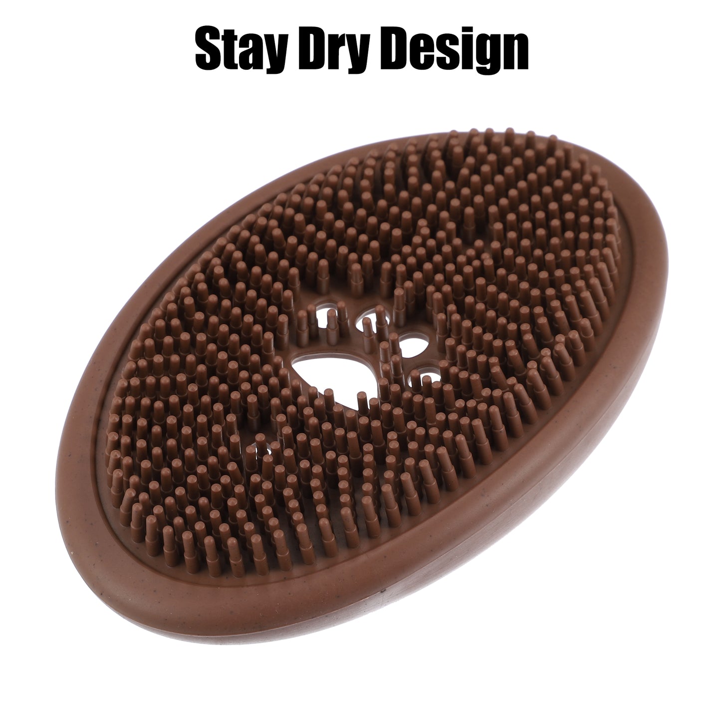 1 Pc Silicone Soap Dish with Bristles, 2 in 1 Soap Saver, 11.5x7cm Brown