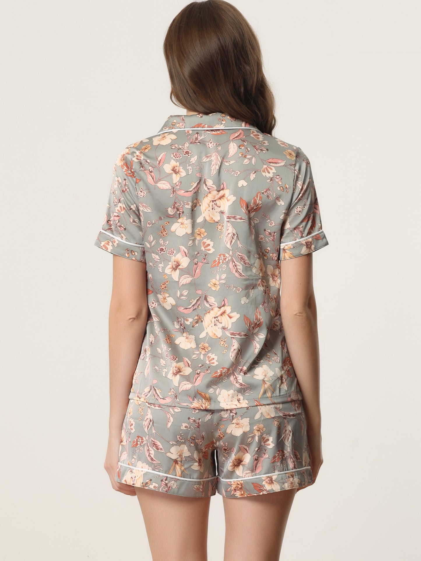 Ensemble pyjama d'été pour femme, chemise hawaïenne boutonnée avec short