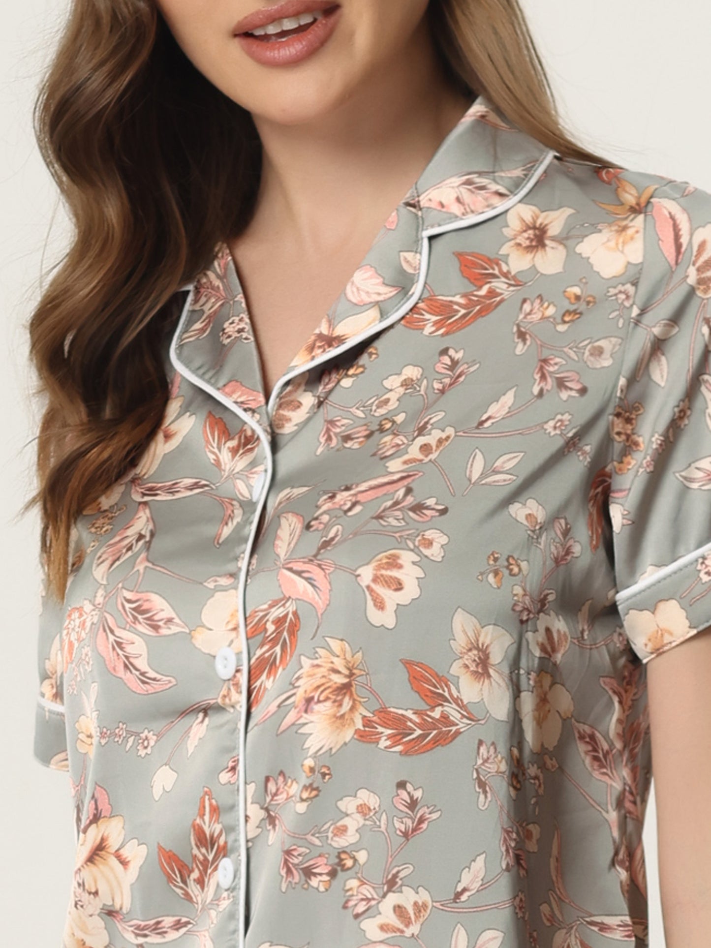 Ensemble pyjama d'été pour femme, chemise hawaïenne boutonnée avec short