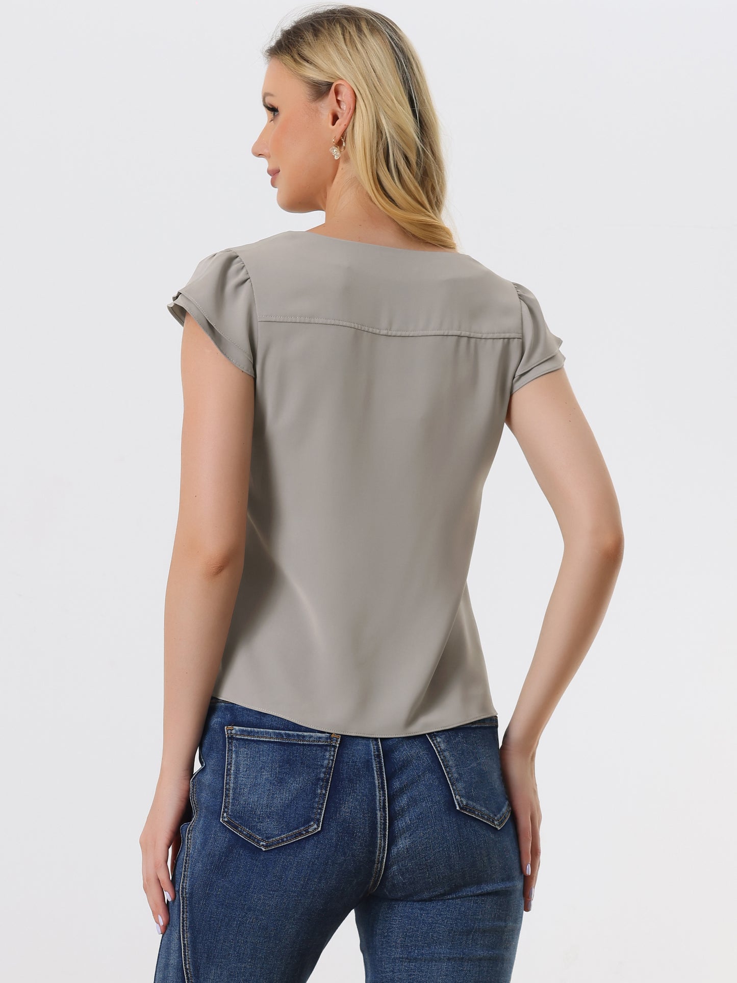 Women's Cap Sleeve Top Work Business Casual Plain Blouse