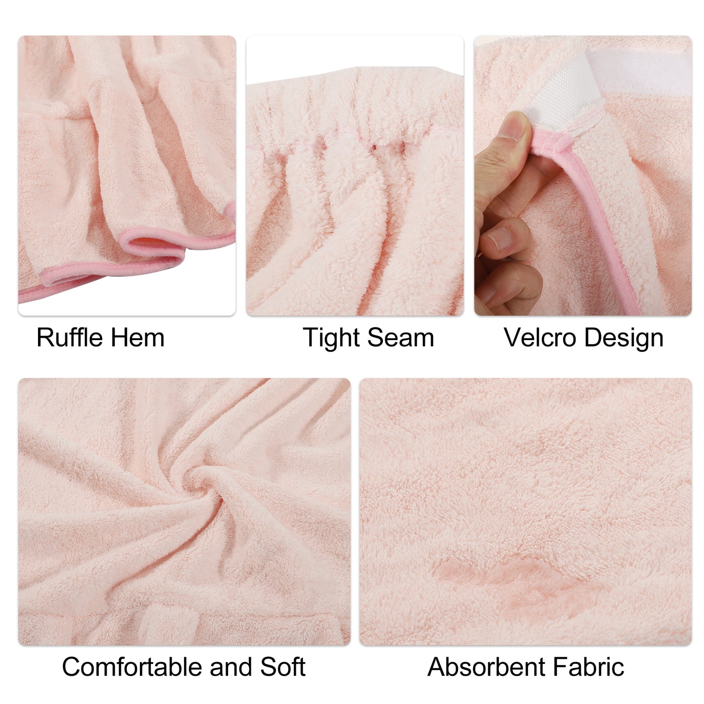 Bath Wrap Towel for Women Adjustable Closure Bath Wrap, Pink