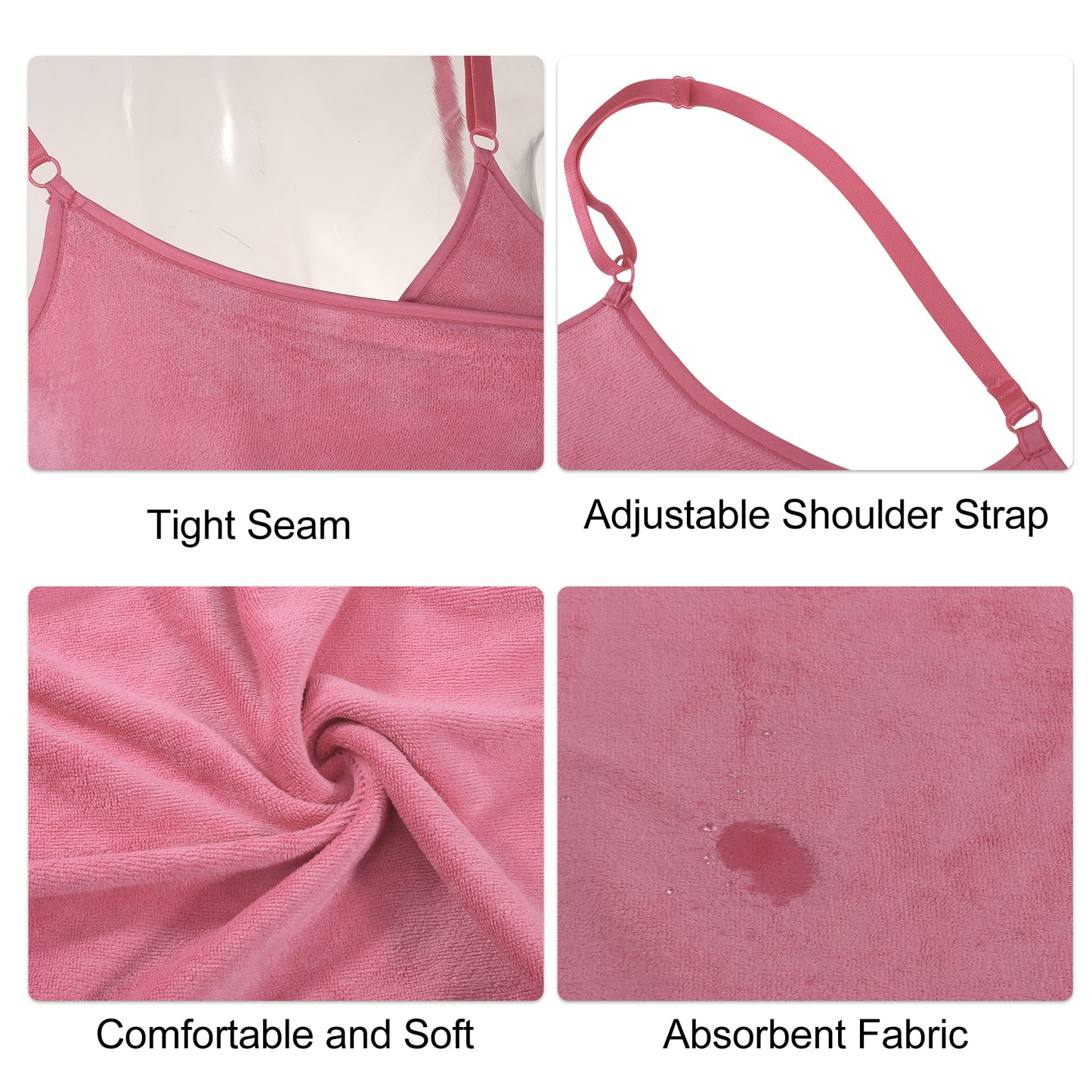 Bath Wrap Towel for Women, Adjustable Strap Shower Wrap Robe, Pink