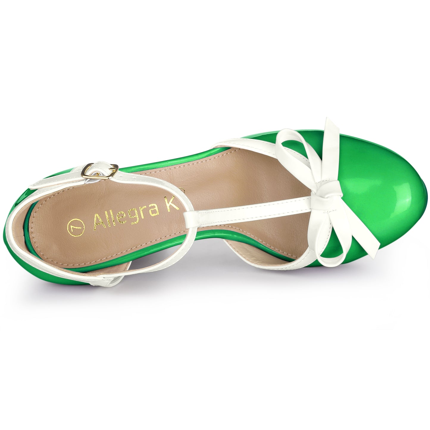 Zapatos de tacón grueso con plataforma y lazo en T para mujer