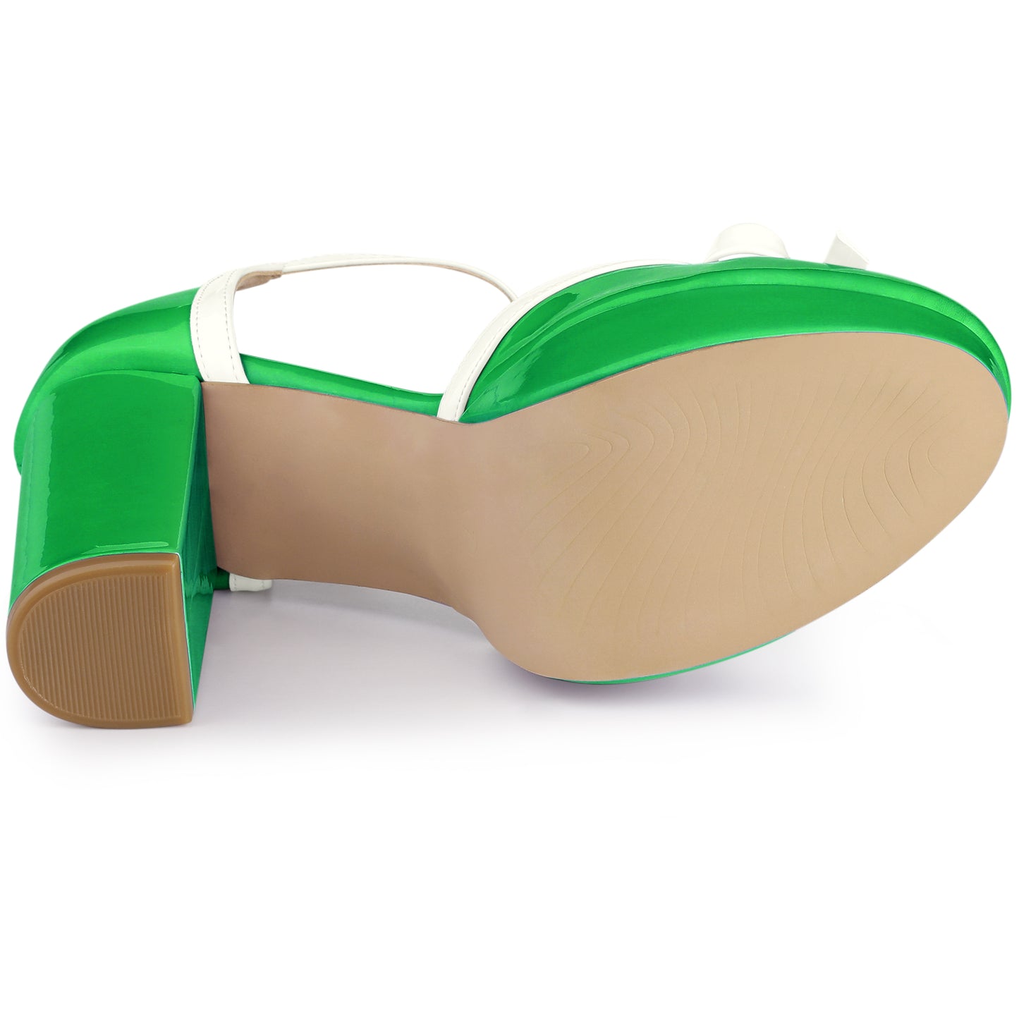 Zapatos de tacón grueso con plataforma y lazo en T para mujer