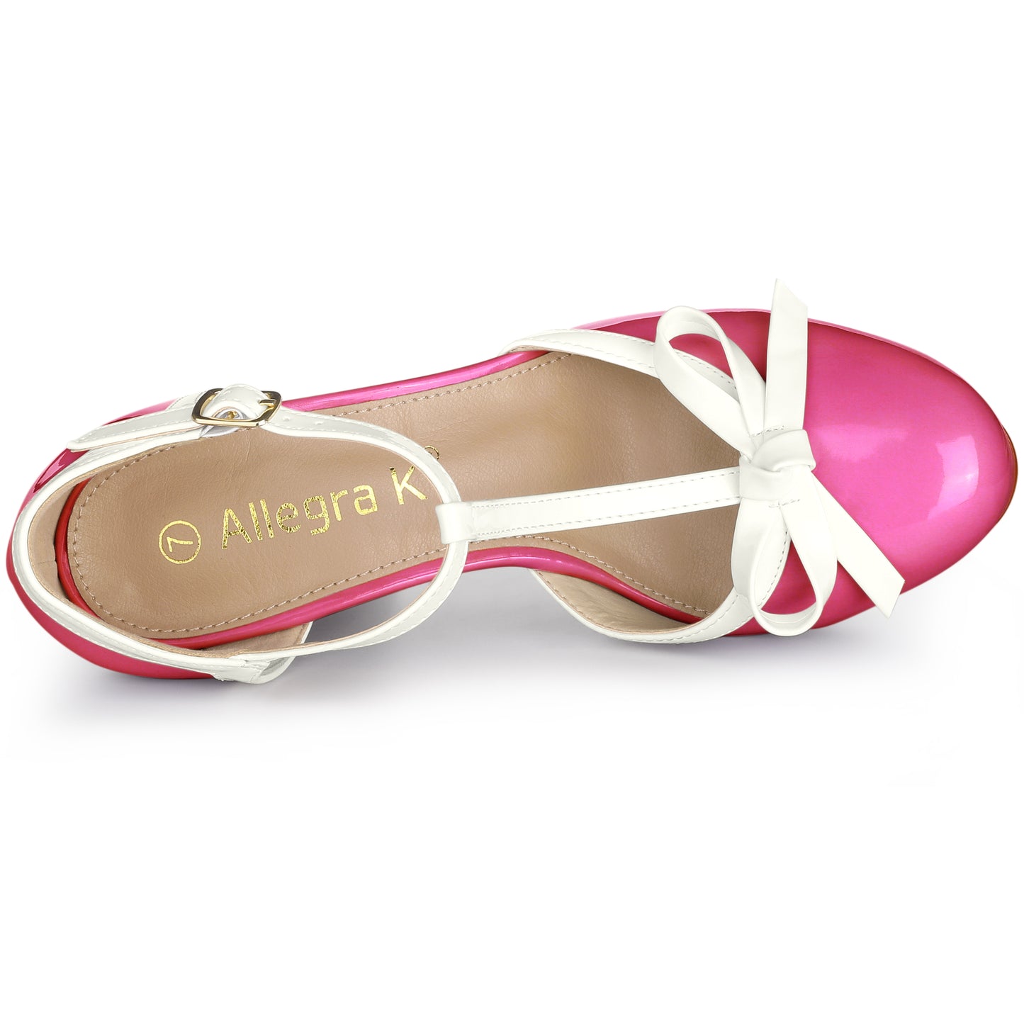 Women's Platform Bow T Strap Chunky Heels Pumps