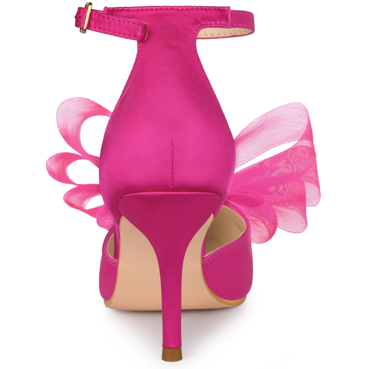 Zapatos de tacón de aguja con tira al tobillo y lazo para mujer