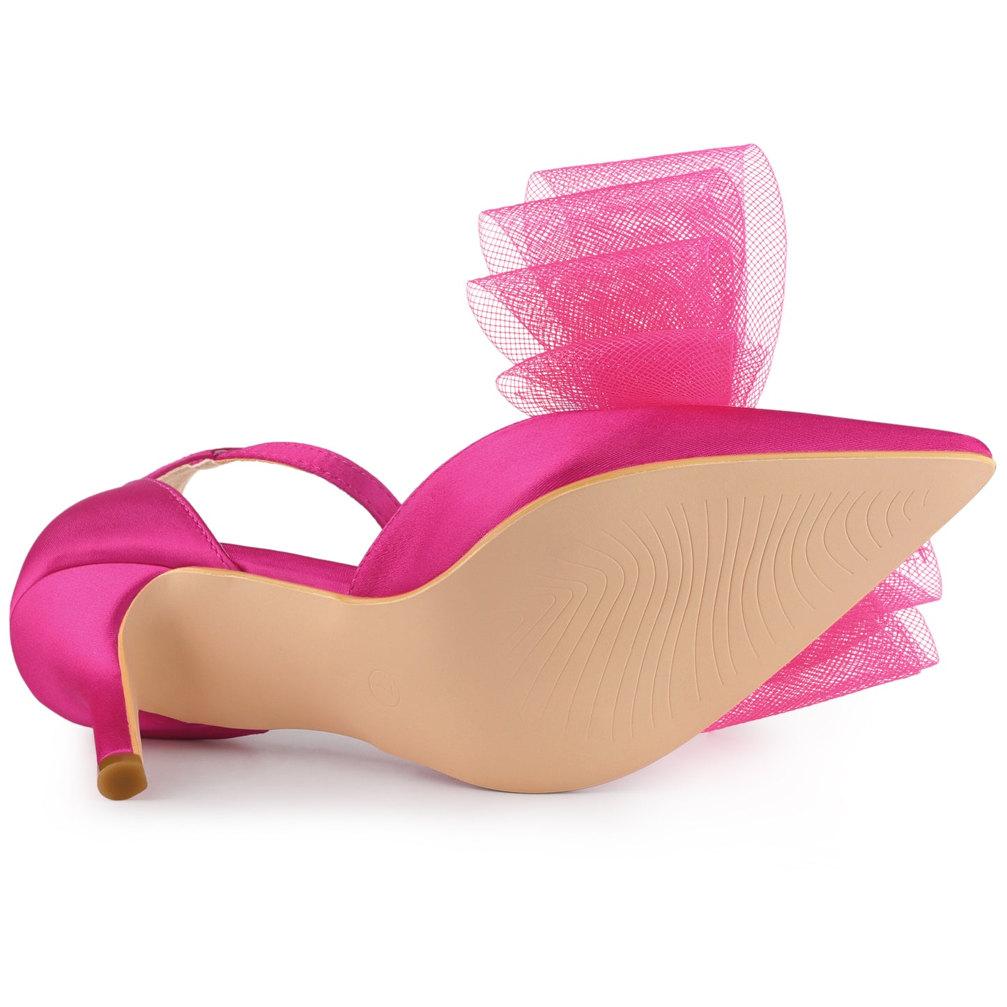 Zapatos de tacón de aguja con tira al tobillo y lazo para mujer