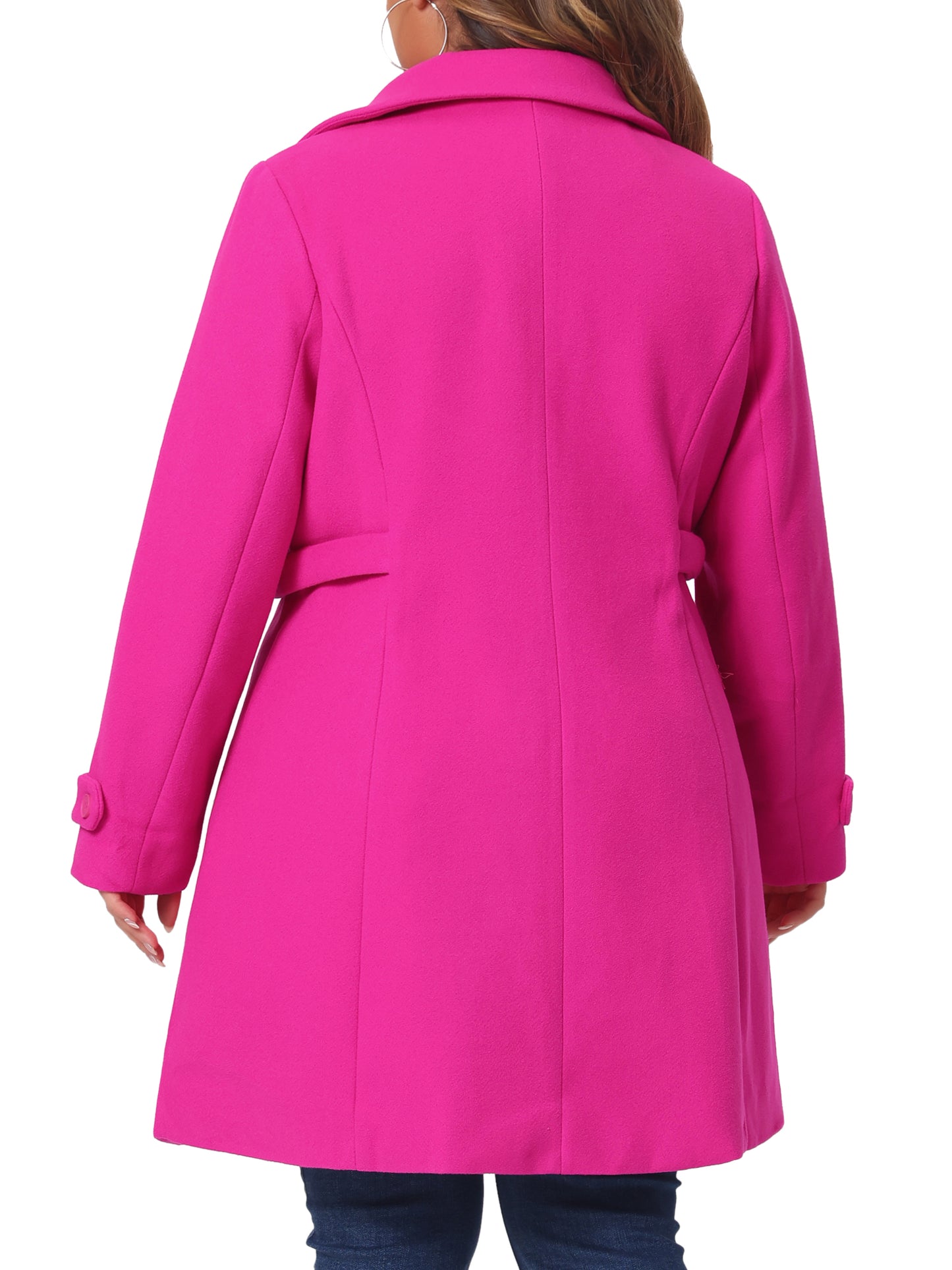Women Plus Size Coats Peter Pan Collar Cuff Single Breasted Trench Jacket Winter Long Coat