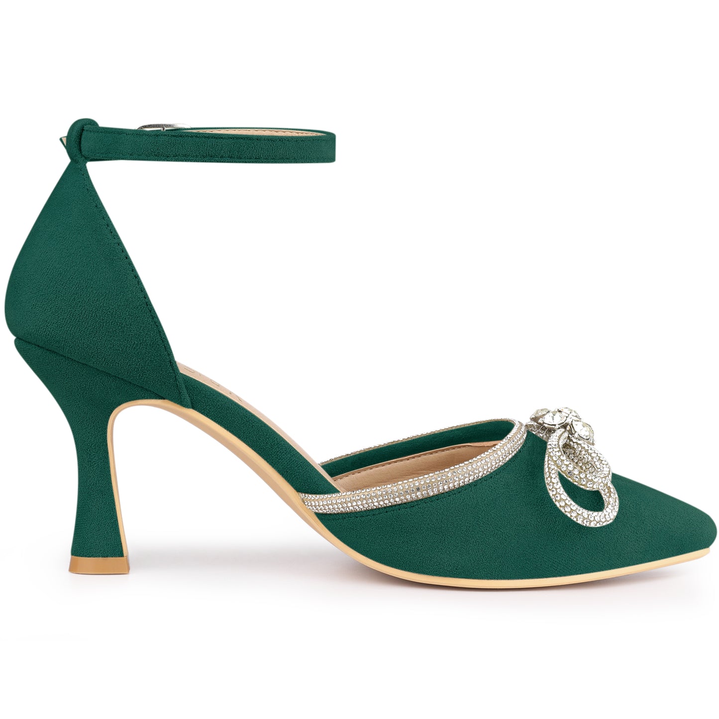 Sandalias de tacón de aguja con lazo y diamantes de imitación para mujer