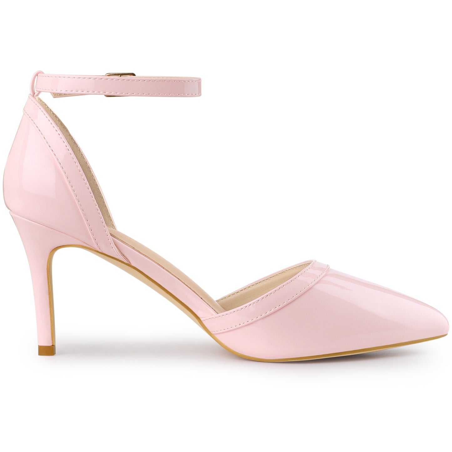 Zapatos de tacón alto de aguja con punta puntiaguda para mujer, con tiras en el tobillo, para boda, novia, fiesta de noche