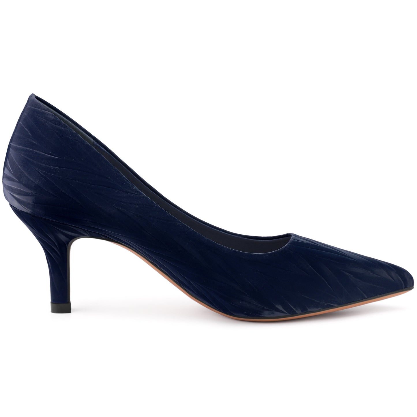 Zapatos de tacón bajo con punta puntiaguda y estampado de hojas para mujer