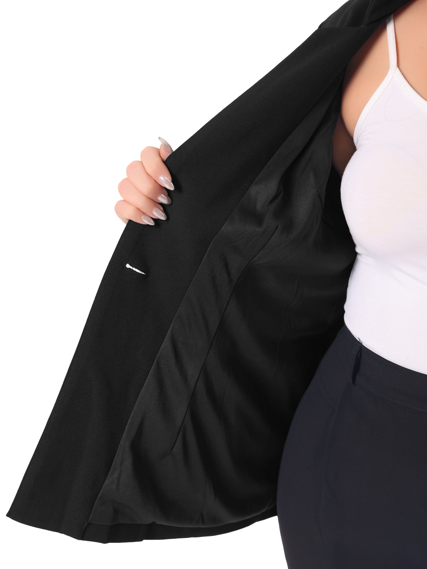 Women's Plus Size Button Long Sleeve Office Work Business Suit Blazer Jacket