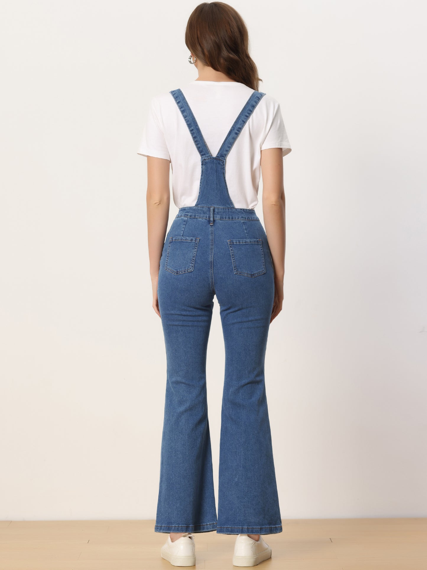 Women's Overalls Jeans Casual Adjustable Bib Bell Bottom Denim Pants Jumpsuits