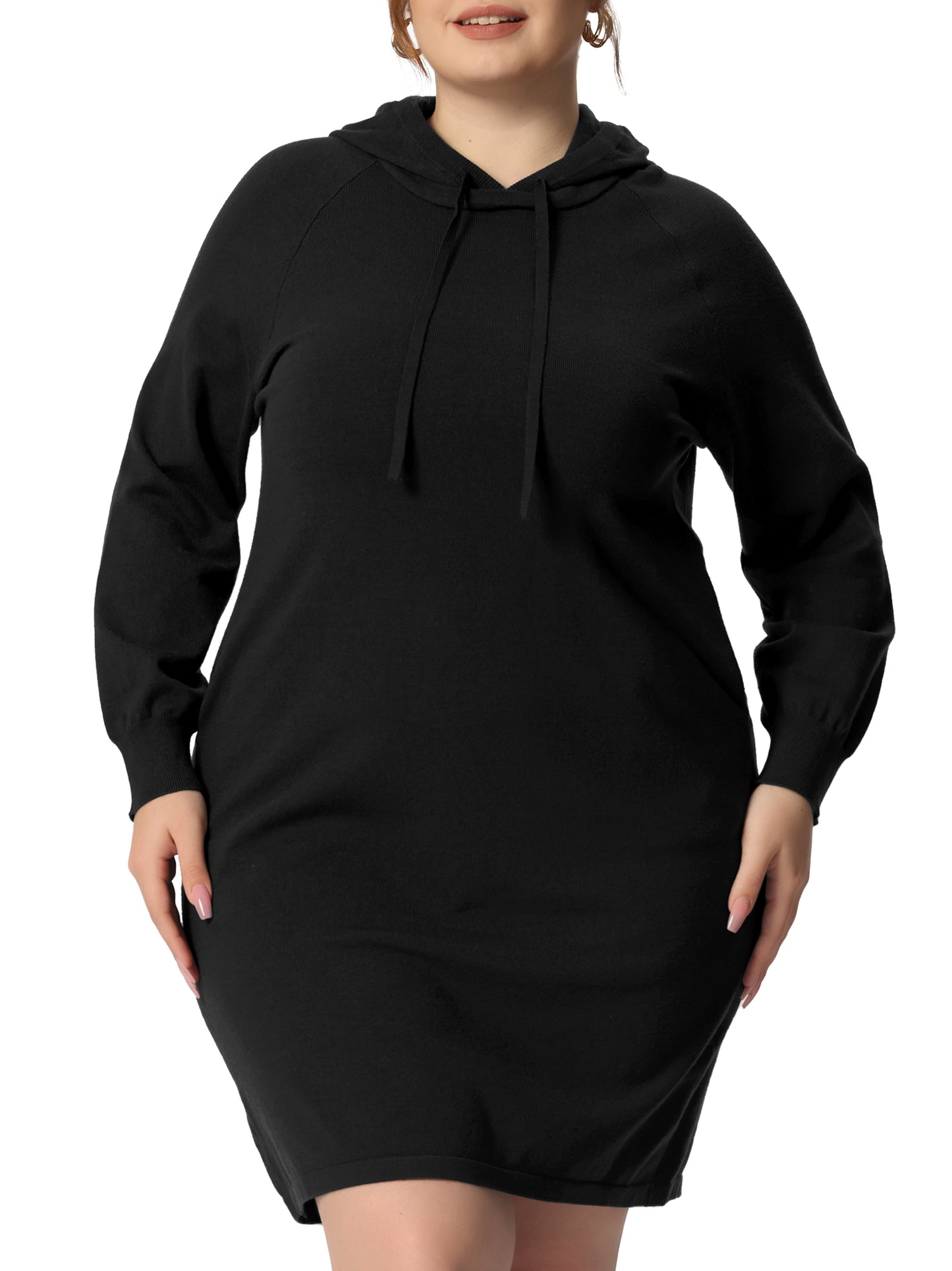 Women's Plus Size Sweater Dress Long Sleeve Pullover Hooded Short Bodycon Dresses