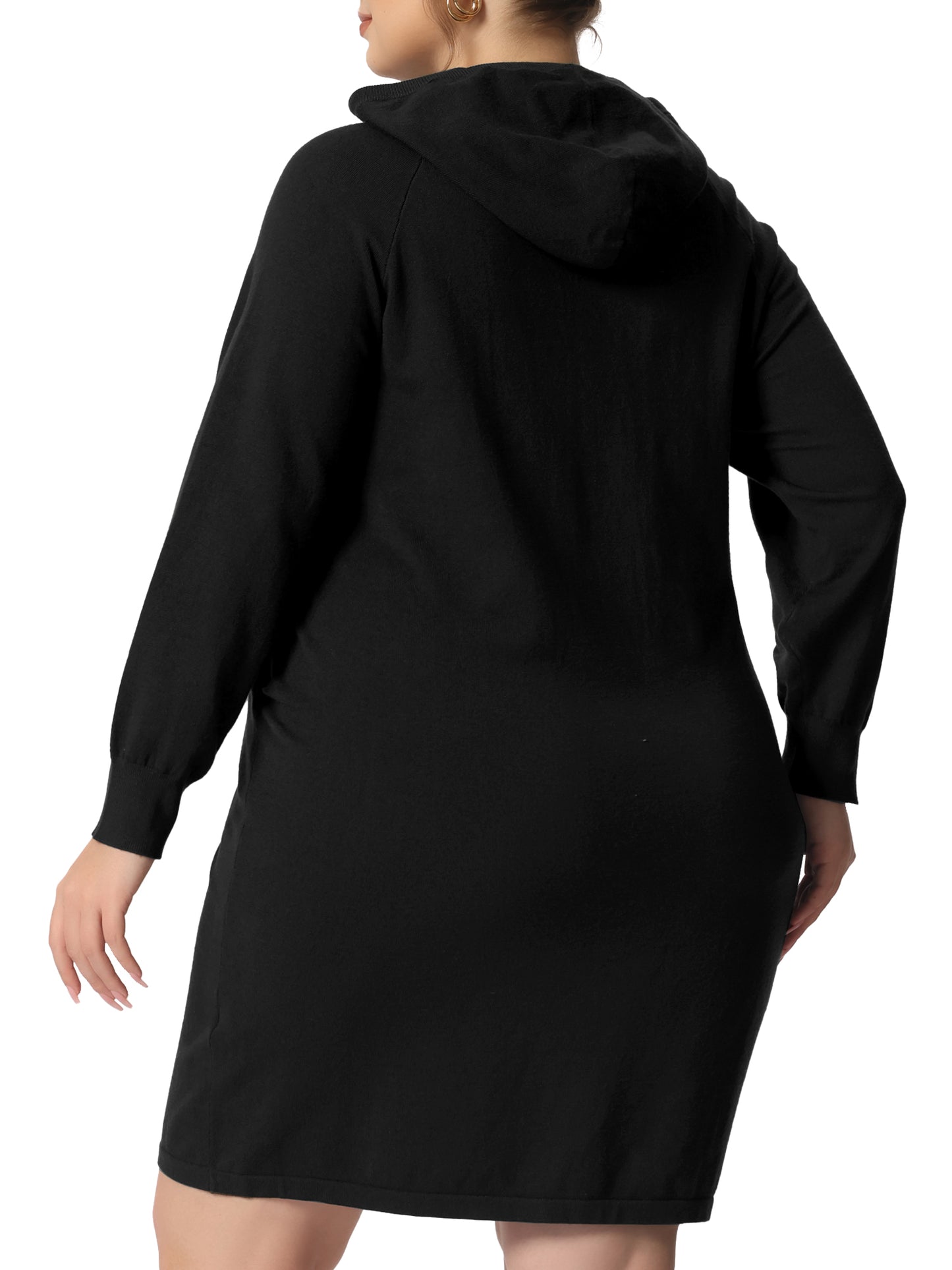Women's Plus Size Sweater Dress Long Sleeve Pullover Hooded Short Bodycon Dresses