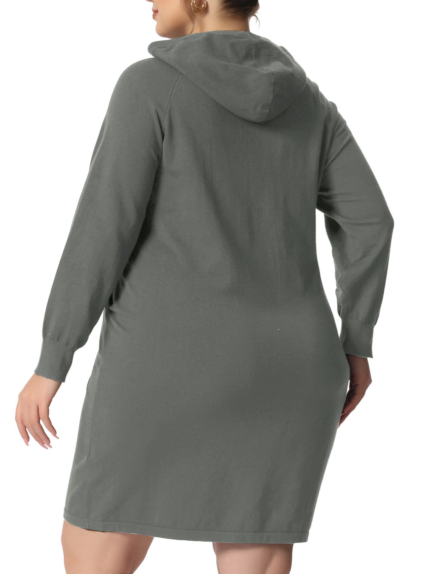 Women's Plus Size Sweater Dress Long Sleeve Pullover Hooded Short Bodycon Dresses
