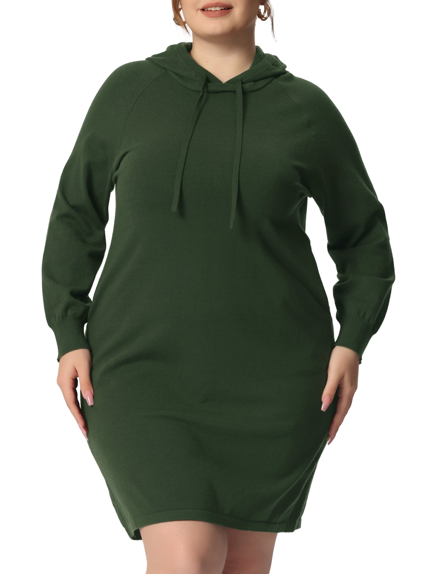 Women's Plus Size Sweater Dress Long Sleeve Pullover Hooded Short Bodycon Dresses