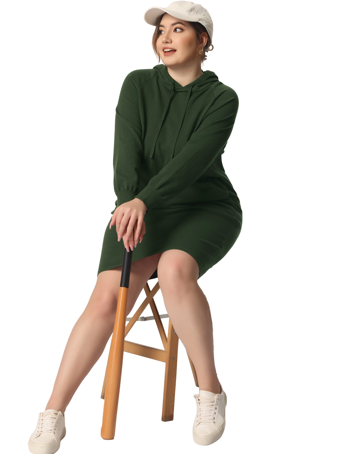 Women's Plus Size Sweater Dress Long Sleeve Pullover Hooded Short Bodycon Dresses