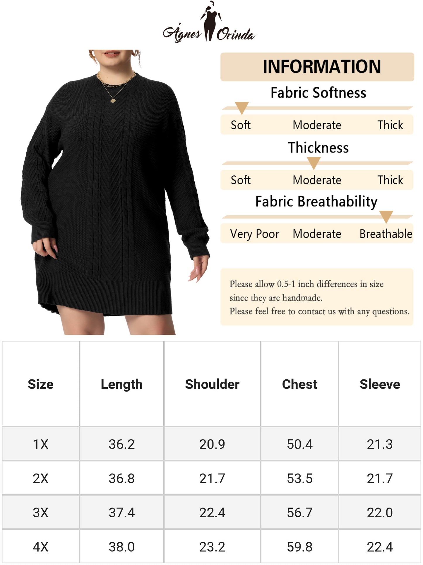 Women Plus Size Fall Crewneck Long Sleeve Knit Tunic Pullover Short Sweater Dress