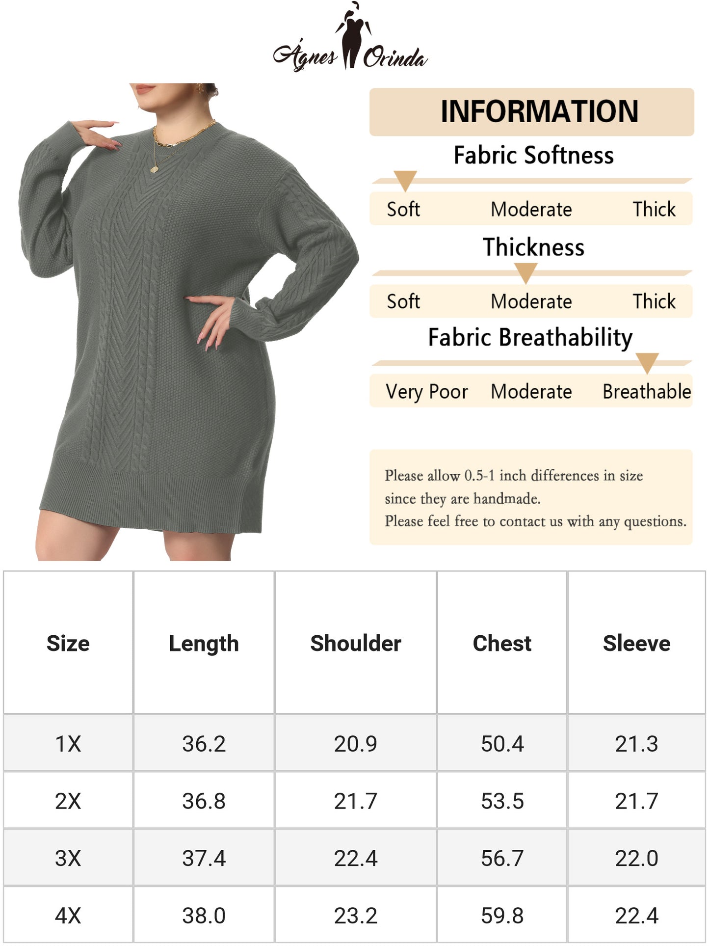 Women Plus Size Fall Crewneck Long Sleeve Knit Tunic Pullover Short Sweater Dress