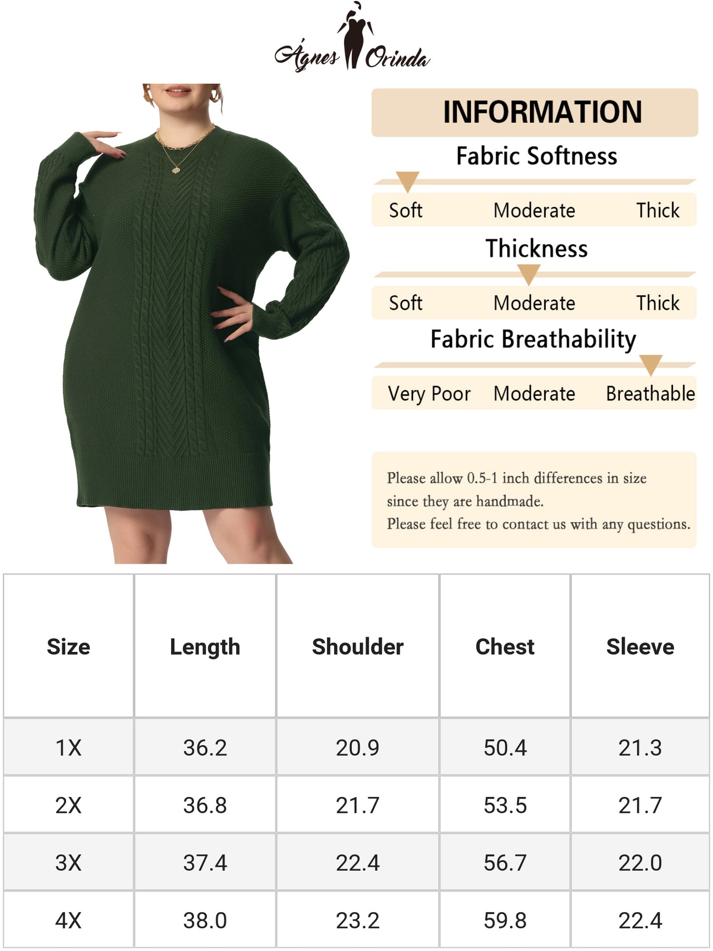 Vestido tipo suéter corto tipo túnica de punto con cuello redondo y manga larga para mujer, talla grande, para otoño