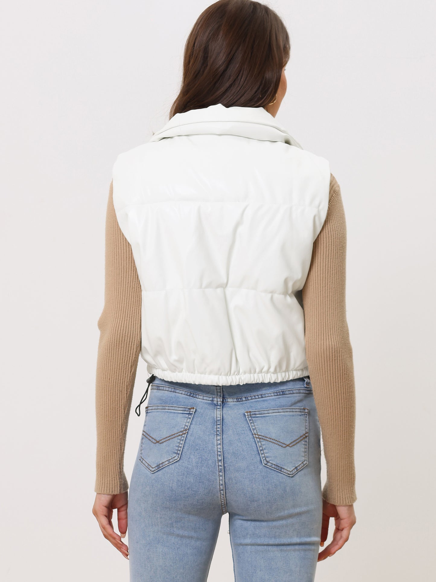Women's Lightweight Cropped Quilted Padded Zip Up Puffer Vest