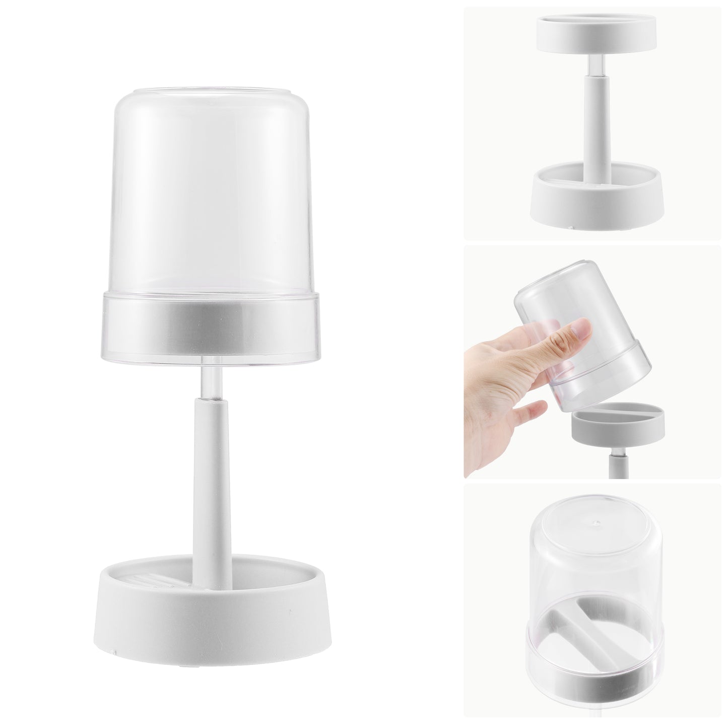 Adjustable Toothbrush Holder with Cover for Bathroom, 10.63" White