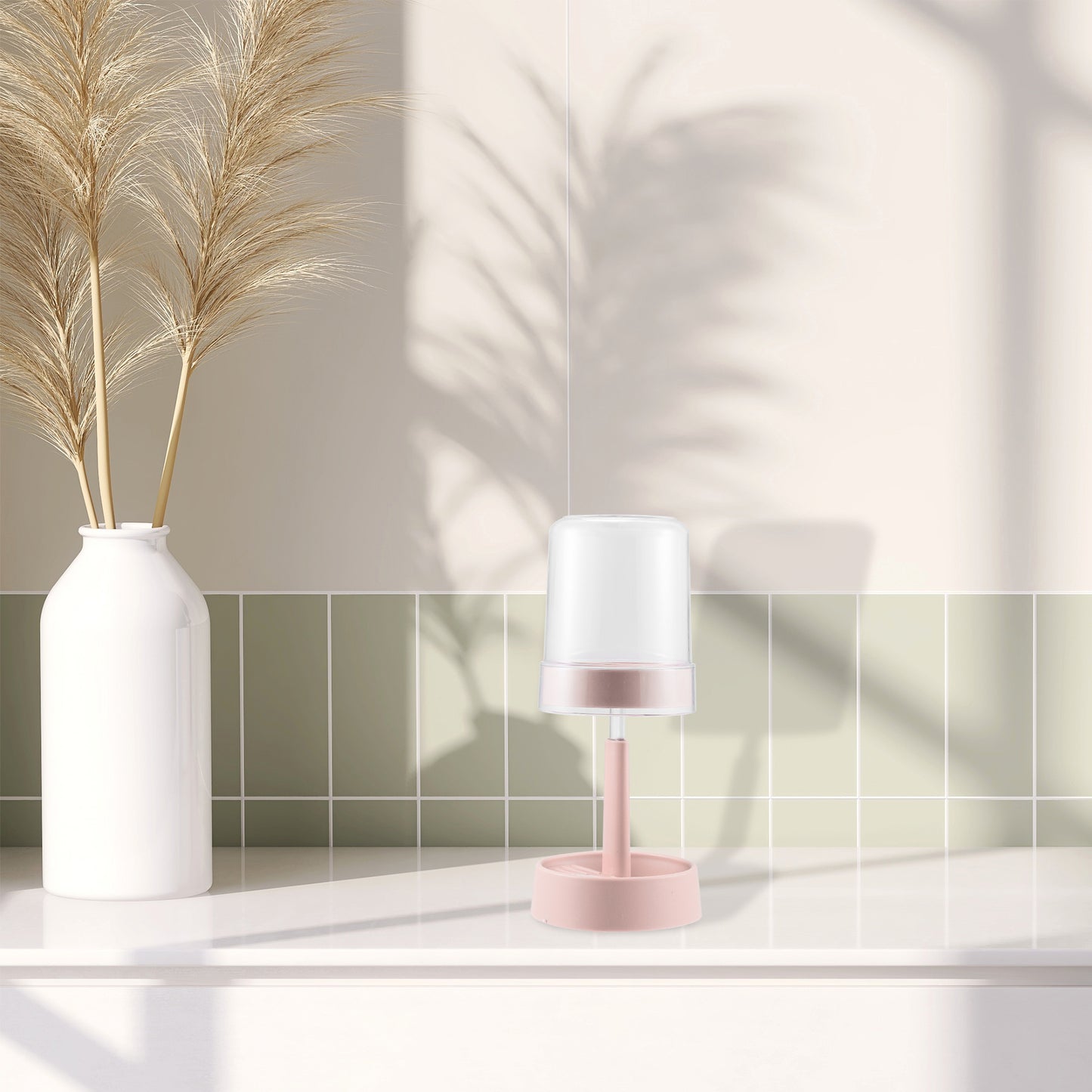Adjustable Toothbrush Holder with Cover for Bathroom, 10.63" Pinnk