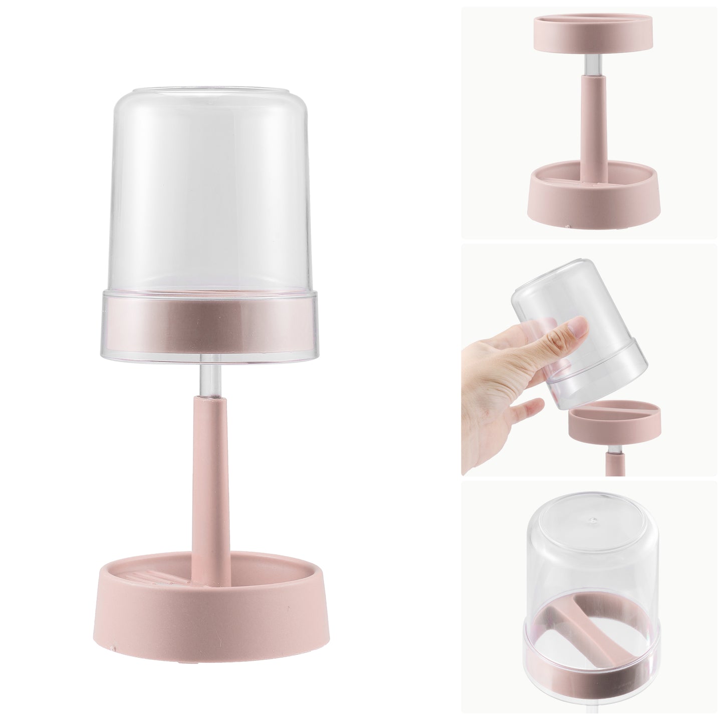 Adjustable Toothbrush Holder with Cover for Bathroom, 10.63" Pinnk