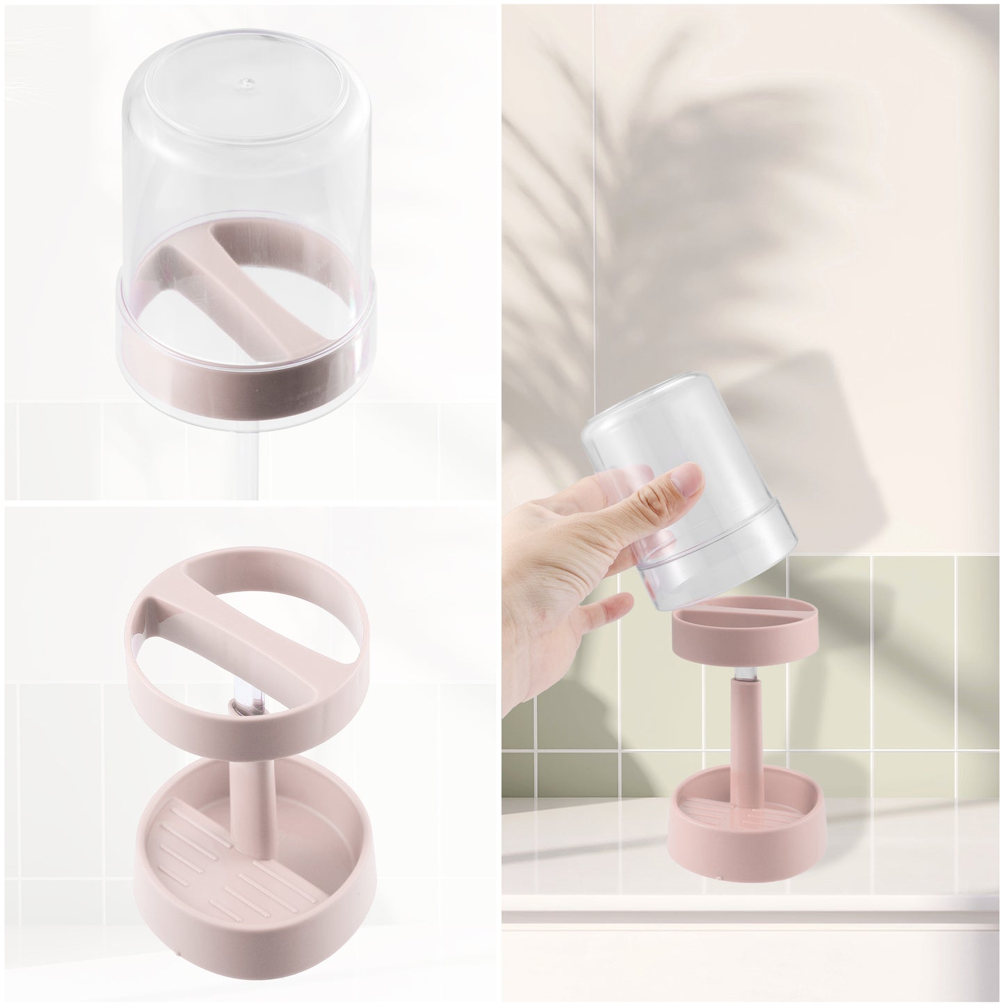 Adjustable Toothbrush Holder with Cover for Bathroom, 10.63" Pinnk