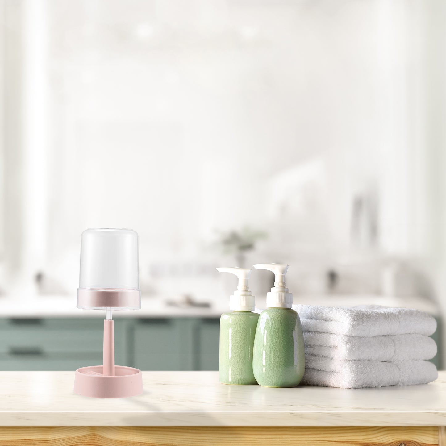 Adjustable Toothbrush Holder with Cover for Bathroom, 10.63" Pinnk