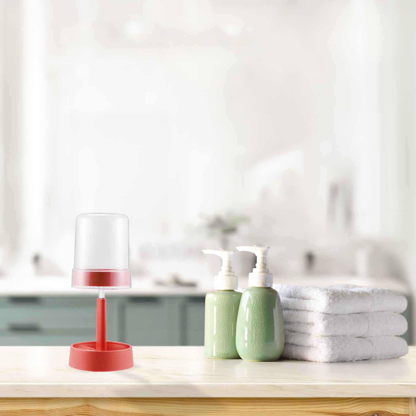 Adjustable Toothbrush Holder with Cover for Bathroom, 10.63" Red