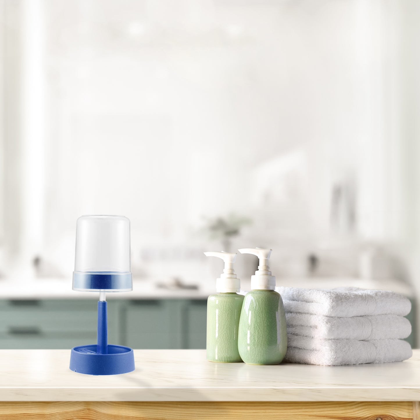 Adjustable Toothbrush Holder with Cover for Bathroom, 10.63" Blue