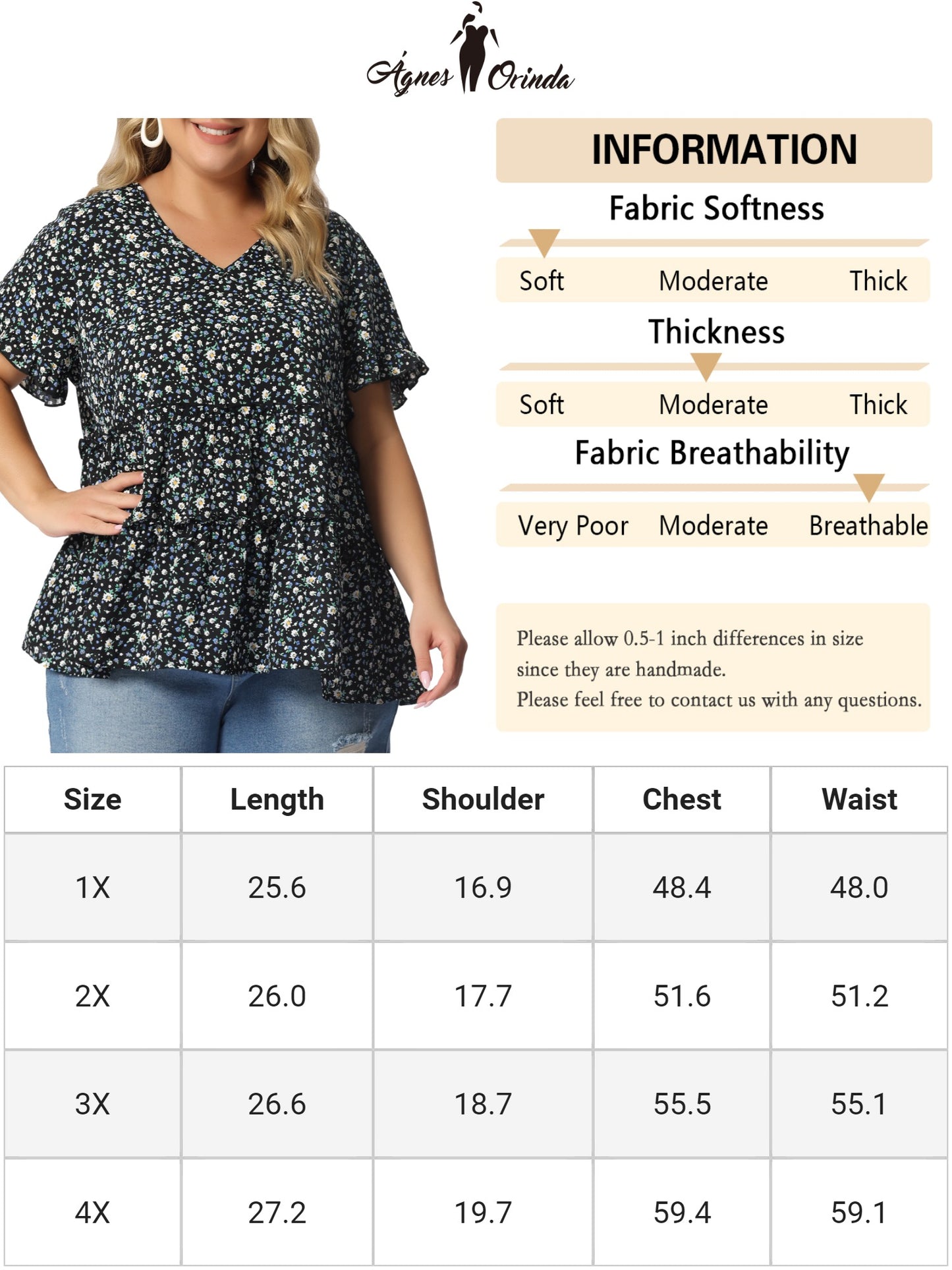 Women's Plus Size Blouse Summer Tops V Neck Short Sleeve Boho Floral Babydolls Blouse