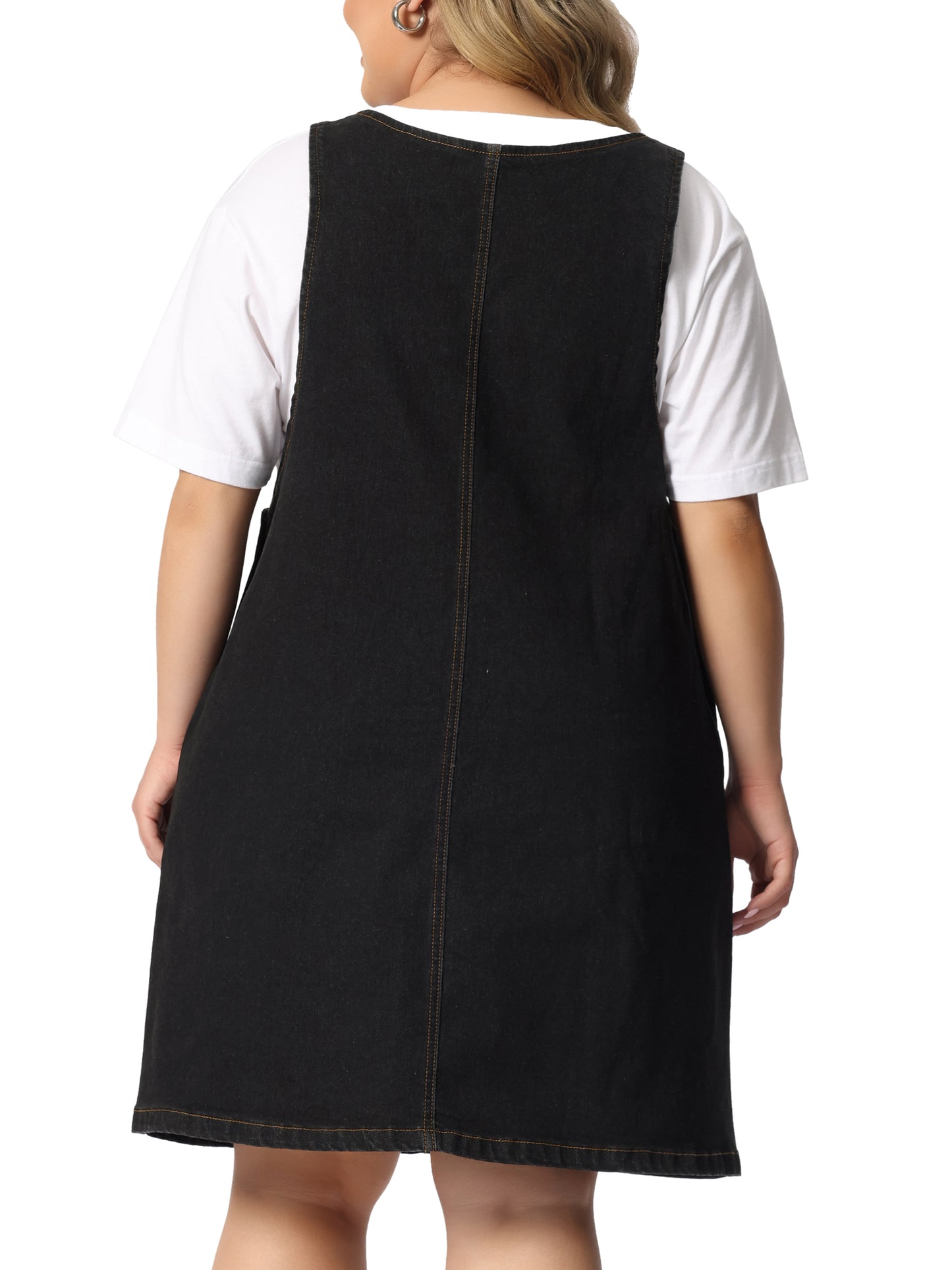 Women's Plus Size Denim Overalls Dress Suspenders Skirt Jumper Dresses Jean Overall Bib Dress